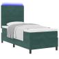Preview: LED Boxspringbett mit Kopfteil Dunkelgrün 90 x 190 cm Samt