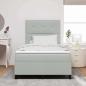 Preview: LED Boxspringbett mit Kopfteil Hellgrau 120 x 190 cm Samt