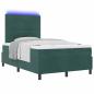 Preview: LED Boxspringbett mit Matratze Dunkelgrün 120x190 cm Samt