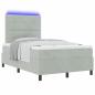 Preview: LED Boxspringbett mit Matratze Hellgrau 120x200 cm Samt