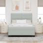 Preview: LED Boxspringbett mit Kopfteil Hellgrau 140 x 190 cm Samt