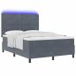 Preview: LED Boxspringbett mit Matratze Dunkelgrau 140x190 cm Samt