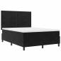 Preview: LED Boxspringbett mit Matratze Schwarz 140x190 cm Samt
