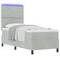 Preview: LED Boxspringbett mit Matratze Hellgrau 80x200 cm Samt