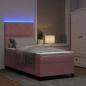 Preview: LED Boxspringbett mit Matratze Rosa 90x200 cm Samt