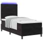 Preview: LED Boxspringbett mit Matratze Schwarz 100x200 cm Samt
