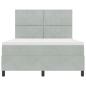 Preview: LED Boxspringbett mit Matratze Hellgrau 140x200 cm Samt