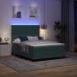 Preview: LED Boxspringbett mit Matratze Dunkelgrün 140x200 cm Samt