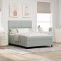 Preview: ARDEBO.de - LED Boxspringbett mit Matratze Hellgrau 160x200 cm Samt