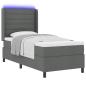 Preview: Boxspringbett mit Matratze & LED in Dunkelgrau, 90x190 cm, Stoff