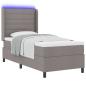 Preview: ARDEBO.de - LED Boxspringbett mit Matratze Taupe 100x200 cm Stoff