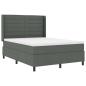 Preview: ARDEBO.de - LED Boxspringbett mit Matratze Dunkelgrau 140x190 cm Stoff