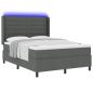 Preview: LED Boxspringbett mit Matratze Dunkelgrau 140x190 cm Stoff