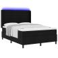 Preview: LED Boxspringbett mit Matratze Schwarz 140x190 cm Stoff