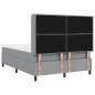 Preview: ARDEBO.de - LED Boxspringbett mit Matratze Hellgrau 160x200 cm Stoff