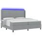 Preview: ARDEBO.de - LED Boxspringbett mit Matratze Hellgrau 200x200 cm Stoff