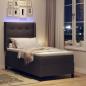 Preview: LED Boxspringbett mit Kopfteil Dunkelbraun 80 x 200 cm Stoff