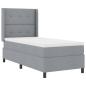 Preview: LED Boxspringbett mit Matratze Hellgrau 100x200 cm Stoff