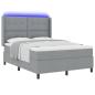 Preview: LED Boxspringbett mit Matratze Hellgrau 140x190 cm Stoff