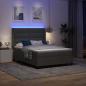 Preview: ARDEBO.de - LED Boxspringbett mit Matratze Dunkelgrau 140x190 cm Stoff