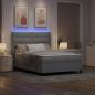 Preview: LED Boxspringbett mit Matratze Hellgrau 140x200 cm Stoff