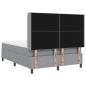Preview: LED Boxspringbett mit Kopfteil Hellgrau 140 x 200 cm Stoff