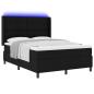 Preview: LED Boxspringbett mit Matratze Schwarz 140x200 cm Stoff