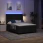 Preview: LED Boxspringbett mit Matratze Schwarz 140x200 cm Stoff