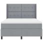 Preview: LED Boxspringbett mit Matratze Hellgrau 160x200 cm Stoff