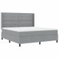 Preview: LED Boxspringbett mit Matratze Hellgrau 180x200 cm Stoff
