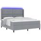 Preview: LED Boxspringbett mit Matratze Hellgrau 180x200 cm Stoff
