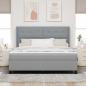 Preview: LED Boxspringbett mit Matratze Hellgrau 180x200 cm Stoff