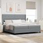 Preview: ARDEBO.de - LED Boxspringbett mit Matratze Hellgrau 200x200 cm Stoff