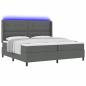 Preview: LED Boxspringbett mit Matratze Dunkelgrau 200x200 cm Stoff