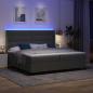 Preview: LED Boxspringbett mit Matratze Dunkelgrau 200x200 cm Stoff
