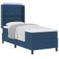 Preview: LED Boxspringbett mit Matratze Blau 90x190 cm Stoff