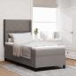 Preview: ARDEBO.de - LED Boxspringbett mit Matratze Taupe 100x200 cm Stoff