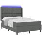 Preview: LED Boxspringbett mit Matratze Dunkelgrau 140x200 cm Stoff