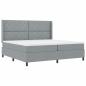 Preview: LED Boxspringbett mit Matratze Hellgrau 200x200 cm Stoff