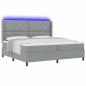 Preview: LED Boxspringbett mit Matratze Hellgrau 200x200 cm Stoff