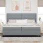 Preview: LED Boxspringbett mit Matratze Hellgrau 200x200 cm Stoff
