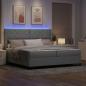 Preview: LED Boxspringbett mit Matratze Hellgrau 200x200 cm Stoff
