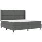 Preview: LED Boxspringbett mit Matratze Dunkelgrau 200x200 cm Stoff