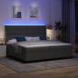Preview: LED Boxspringbett mit Matratze Dunkelgrau 200x200 cm Stoff