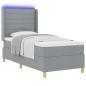 Preview: LED Boxspringbett mit Matratze Hellgrau 80x200 cm Stoff