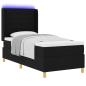 Preview: LED Boxspringbett mit Matratze Schwarz 100x200 cm Stoff