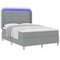 Preview: ARDEBO.de - LED Boxspringbett mit Matratze Hellgrau 140x200 cm Stoff