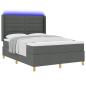 Preview: LED Boxspringbett mit Matratze Dunkelgrau 140x200 cm Stoff