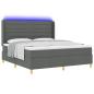Preview: LED Boxspringbett mit Matratze Dunkelgrau 180x200 cm Stoff