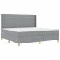 Preview: ARDEBO.de - LED Boxspringbett mit Matratze Hellgrau 200x200 cm Stoff
